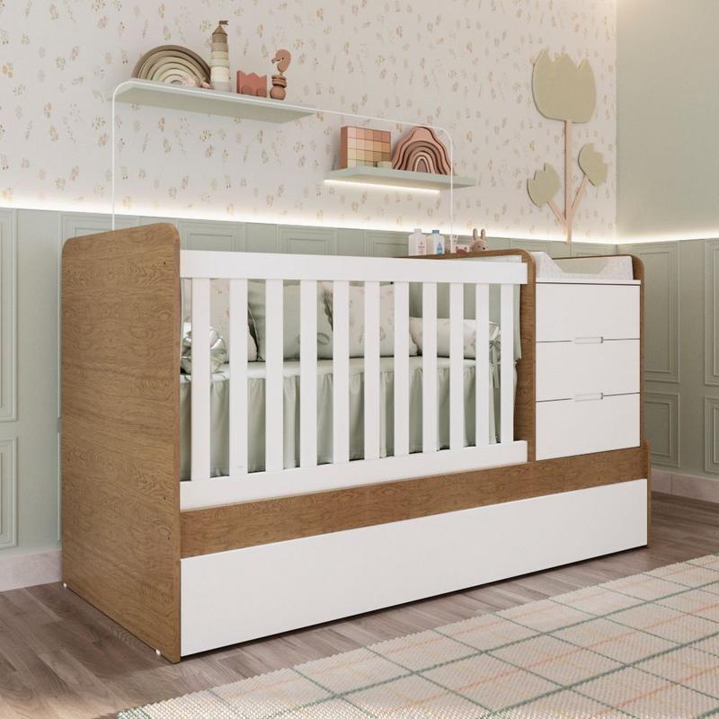 Berço Multifuncional Americano Bicama Gaveteiro Cléo 100% MDF com